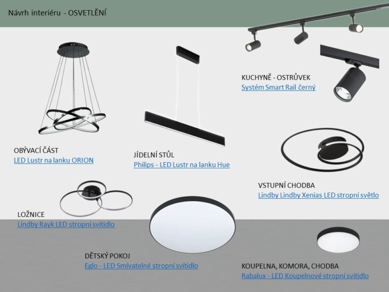 Osvětlení, zpracuji návrh světel Vašeho interiéru